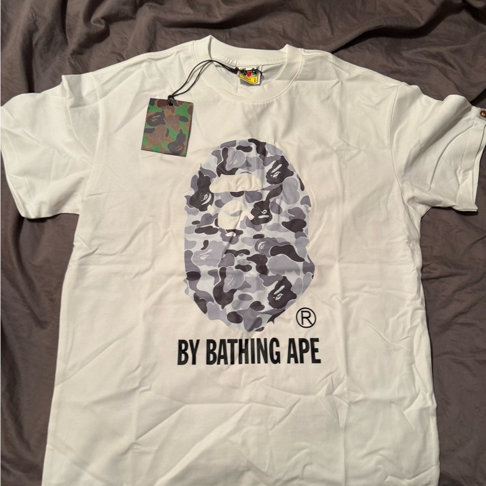 Bape White and Gray T Shirt